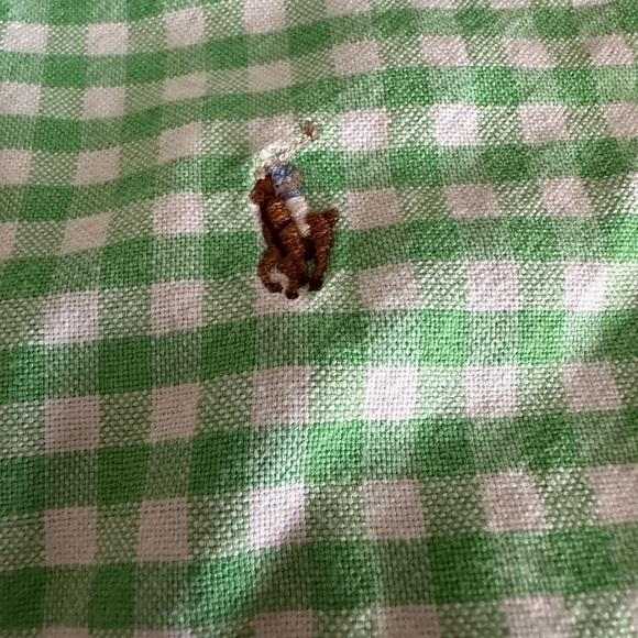 RALPH LAUREN GREEN & WHITE GINGHAM CHECK BUTTON DOWN SHIRT. Size 2T - Picture 4 of 5